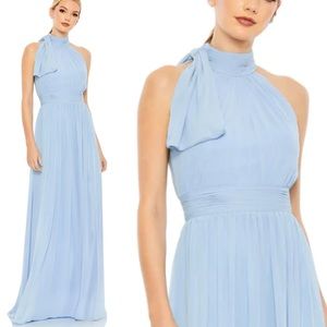 IEENA for MAC DUGGAL HIGH NECK CHIFFON
GOWN Dress Powder Blue size 16